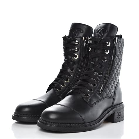 chanel black boots 2015|Chanel black combat boots.